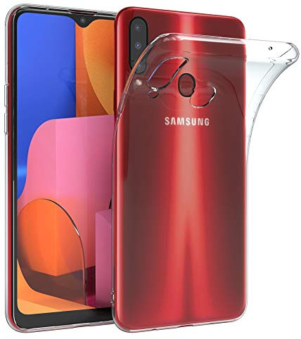 EAZY CASE Hülle kompatibel mit Samsung Galaxy A20s Schutzhülle Silikon, Ultra dünn, Slimcover, Handyhülle, Silikonhülle, Backcover, Durchsichtig, Klar Transparent