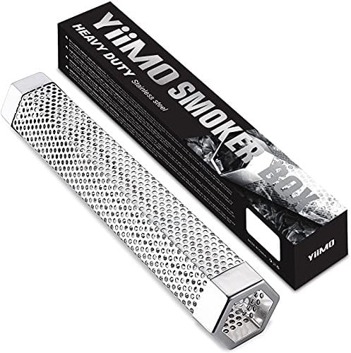 YiiMO Rauchrohr für Pellets, 30,5 cm Pellet-Räucher, bis zu 6 Stunden Kalt Heißräuchern, Brush n Meat Sticks, tragbares Sechseck, passend für alle Elektro-Gas, Holzkohlegrills.