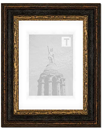 Barock-Bilderrahmen Heloise Schwarz Gold 30 x 40 cm Echtglas Antireflex 2mm Antik gescheckt Vintage
