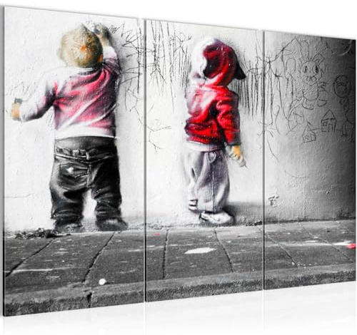Runa Art Wandbilder Kinder Graffiti Bild XXL Babyzimmer Spielzimmer Bunt Streetart 120 x 80 cm 3 Teilig 039231c