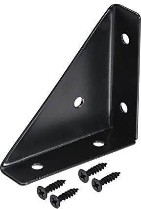 sourcing map 2 Stück Winkel Eckwinkel Schwarz 66 mm x 66 mm, Eckenschutz Metall, Stabilisierungskreuz Regal robuste Metallwandhalterungen für Lagerregal, Bücherregal
