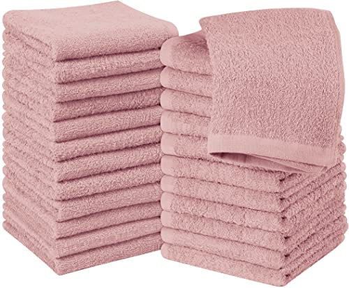 Utopia Towels Baumwoll-Waschlappen-Set – 100% ringgesponnene Baumwolle, hochwertige Flanell-Waschlappen für das Gesicht, sehr saugfähige und weiche Handtücher, 24 Stück, Dusty Pink