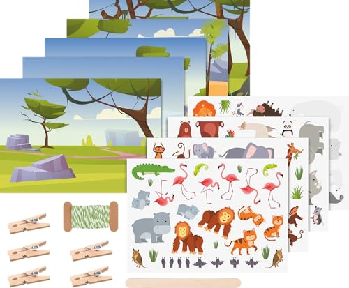Heyda Rubbelsticker Karten-Set „Zootiere“ 16 x 12 x 2 cm Mehrfarbig