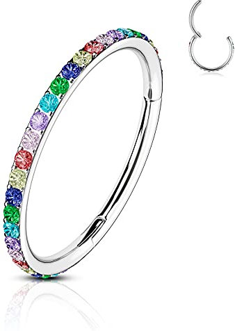 CM Crareesi Mania Ohrring Damen 16G/18G/20G Conch Piercing Ring Helix Piercings Chirurgenstahl Nasenpiercing Creolen Nasenring Daith Rook Tragus Piercing Schmuck Regenbogen Zirkonia