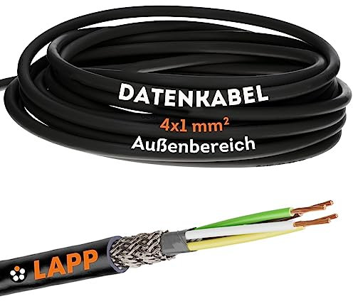 10m Lapp 1030542 LiYCY cable de control apantallado 4x1 mm² I resistente a los rayos UV I cable de señal I cable de datos para uso en exteriores I cable para soldar I cable de conexión LED I negro