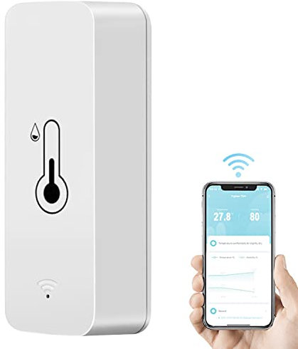 Towwoo Monitoreo de Temperatura Humedad Wifi, Temperatura Interna y Humedad Sensor Inalámbrico, Termómetro de Higrómetro Inteligente para Monitor Remoto y Alarma con Tuya, Alexa