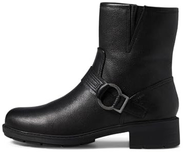 Clarks Hearth Cross - Stivali da donna a metà polpaccio, Pelle nera, 12