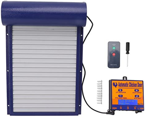 Fockety Automatische Hühnerstalltür, Aluminium, Timer, Lichtsensor, Fernbedienung, Wasserdicht, Blau