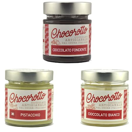 ChocoRotto 3x Crema Spalmabile Al Pistacchio Cioccolato Bianco Cioccolato Fondente Vasetto 220 G