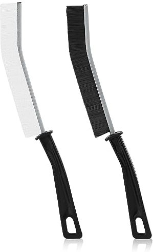 2 Cepillo de Limpieza de Huecos, Cepillo de Limpieza Multifuncional Práctico Cepillo Limpiador Cerdas Duras Cepillo de Limpieza Grietas para Cocina Baño (Negro, Blanco)