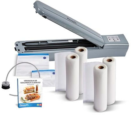PowerXL Duo NutriSealer inkl. 4 Vakuumierrollen - Vakuumiergerät – Vakuumierer – Folienschweißgerät - hält Lebensmittel bis zu 5x länger frisch - vakuumiert, versiegelt & wiederversiegelt