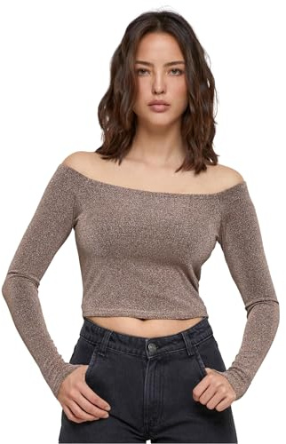 Urban Classics Ladies Off Shoulder Glitter Longsleeve Frauen Langarmshirt Burgund