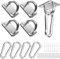 JOYUE Edelstahl Augplatte und Edelstahl Karabiner, Edelstahl Decksplatte Karabinerhaken, Premium Ösenplatte für Sonnensegel, Hängesessel, Wand-Befestigung, Decken-Befestigung, Wand-Haken (M6-8Pcs)