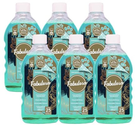 Fabulosa Multi Purpose, Multi Surface Pet Concentrated Antibacterial Disinfectant, All Purpose Pet Disinfectant and Deodoriser, Odour Remover, 500ml, 6 Pack, Extraordinary