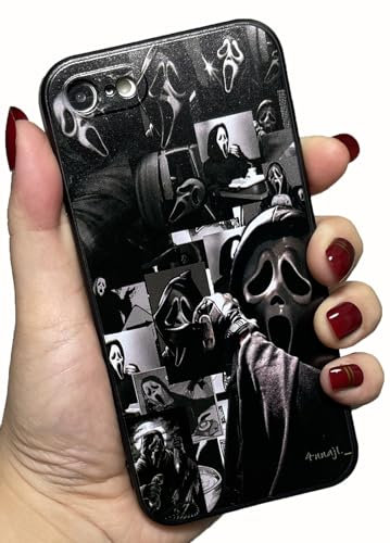 Scream Horror Movie Anime Printed Case for iPhone 7 4.7'', Fashion Cool Skull Skeleton Ghost Face Pattern for Women Men Boys Girls, Cute Soft TPU Silicone Shockproof Phone Case for iPhone 8