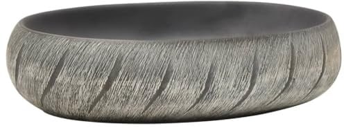 vidaXL Aufsatzwaschbecken, Oval Waschbecken mit Muster, Handgefertigt Waschtisch Waschschale für Badezimmer, Handwaschbecken Spülbecken, Schwarz Grau 59x40x15 cm Keramik