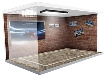 Harilla 1/18 Garage Diecast Vitrine Acryl mit Lichtern Staubdichte Mini Diecast Auto Aufbewahrungsboxen für Die Modellsammlung, Spielzeugautos, Reparaturwerkstatt