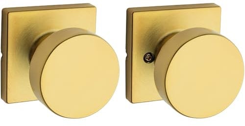 Kwikset Pismo Interior Passage Door Knob, Handle for Closet and Hallway Doors, Non-Locking Doorknob, Satin Brass