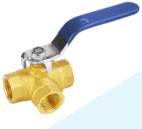 LPAMABA Valvola a Sfera a Tre Vie, Rubinetto a Sfera a Tre Vie Femmina 1/2 DN15 in Ottone Forgiato, con Maniglia a Leva Adatto per Acqua, Olio e Aria