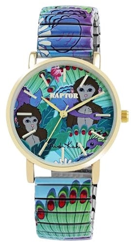 Raptor Damenarmbanduhr Frida Kahlo Edition mit Zugband (Mehrfarbig - Affen)