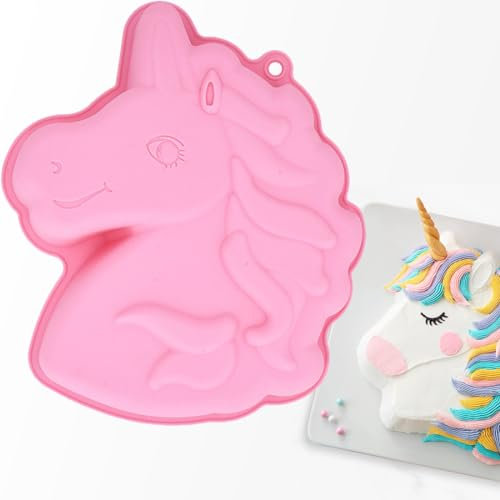 Stampo In Silicone Unicorno Stampo,Stampo Silicone Unicorno 3D, Unicorno Stampo Per Torta a Forma, Per Torte, Gelati, Cioccolato, Pane, Dolci, Budino, Per Halloween Natale Festa