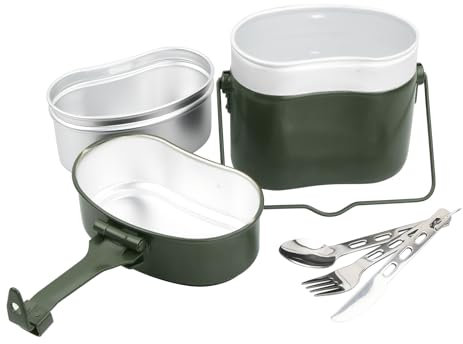 Rapidbok Ustensiles de Cuisine de Camping en Aluminium Durable,Kit de Casseroles Camping Poêlé en Aluminium,Vaisselle d'extérieur en Aluminium,Ensemble de Vaisselle de Camping