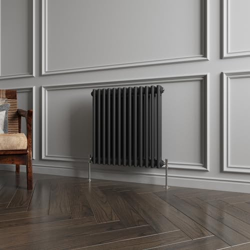 Huibathroom 600x605mm Black Cast Iron Horizontal Double Column Traditional Central Heating Radiators