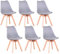 TTATC Pack de 6 Sillas de Comedor con Patas de Madera Maciza de Haya, Sillas de Cocina de Diseño Nórdico Sillas de Oficina de Madera con Asiento Acolchado, Gris