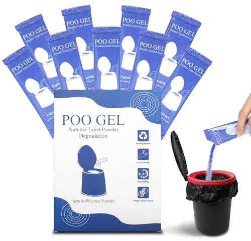 POO GEL Portable Toilet Gel, for Portable Toilet, Eco Absorbent Gel Camping Toilet Powder for Potty Bags, Portable Toilet Absorbent Gel Powder for Camping Hiking (20g / 10pcs)