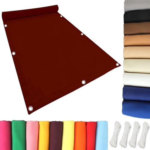 Sonnensegel Sonnenschutz 1 x 1.4 m Schattierungsnetz mit Ösen, Sonnensegel für Seilspanntechnik Rechteckig 98% UV Schutz mit Seilen Pflanze Pergola Zaun Balkon, Rostrot