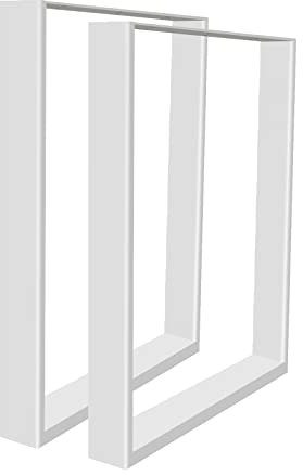 Lot de 2 Pieds de Table Métal Rectangulaires,Pieds de Meubles,Design Industriel,Pied Table Basse,Pied de Bureau,pour DIY Table Basse,Bureau Moderne,Table de Chevet,Table a Manger (A-60 * 72cm(Blanc))