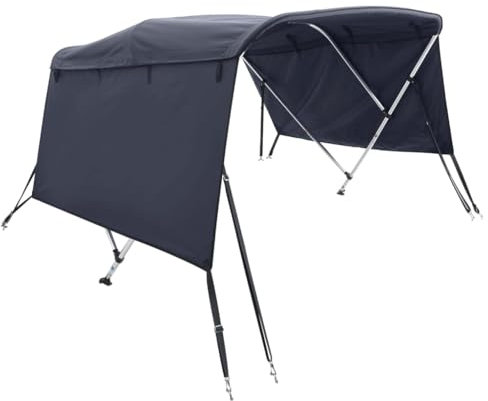 vidaXL 3 Bow Bimini Top mit Seitenteilen, Bootsverdeck mit Aluminiumrahmen, Sonnenverdeck Boot Sonnensegel, Blau 600D Polyester Aluminium