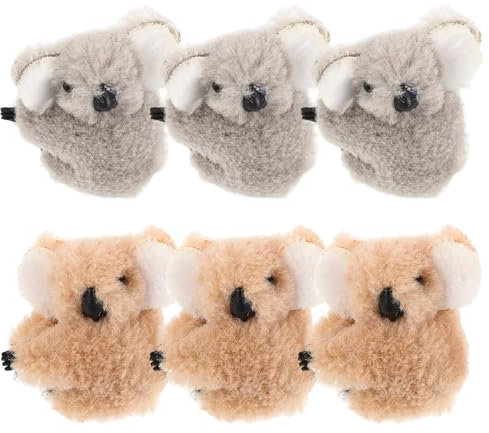 Beavorty Koala - Pinzas para el pelo en tamaño mini, de peluche, 6 unidades, para atrapar el pelo, ideales para fiestas Koala y amantes de peluche, pequeños