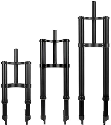 Forcella Ammortizzata per Bici da 12/20/26 Pollici 4.0 Fat E-Bike Forcella rovesciata a Molla Tubo Dritto Doppia Spalla Viaggio 90/120 110mm QR 9X135mm, per BMX Snow Beach (Colore : 20'' Black)