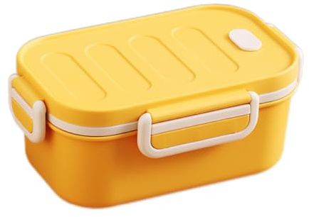 MerwDeeyt Bento Lunch Box, 1000ML Portable Lunch Container, Reusable Container with Compartments, Leak-Proof Bento Box for Office, BPA Free, Microwave and Dishwasher Safe (Yellow)