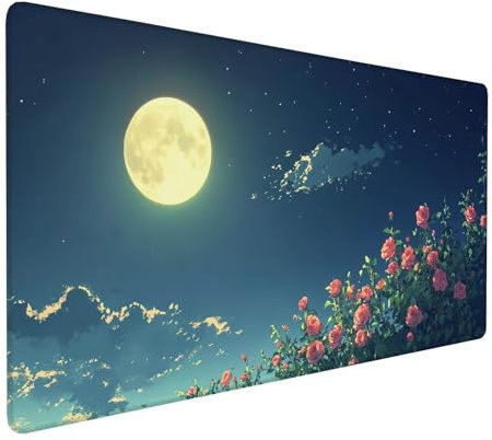 Flower Mouse Pad Landscape Large Mouse Mat for Desk 600 x 300 x 3 mm, Gaming Mouse Mat with Stitched Edges, XXL Mousepad Waterproof, Mouse Pad with Non-Slip Base, Extended Large Size Keyboard Mat Y-97