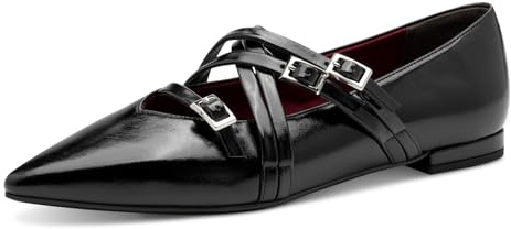 Tamaris Damen Ballerina Strap 1-22160-45, Zapatos Tipo Ballet Mujer, Negro, 38 EU