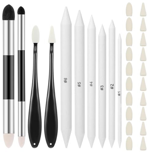 30 Stück Radierstift Papierwischer Set Zeichnen Zubehör Sketch Wiping Pen Mischschwammstifte für Skizzen Papierwischer Bleistift um Zeichnen für Schattierung und Weichzeichnung von Skizzen
