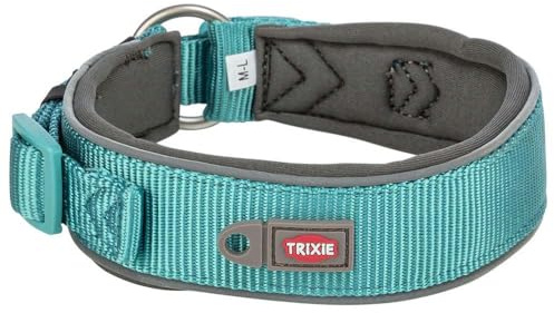 TRIXIE Premium Halsband, extra breit, M–L: 40–48 cm/40 mm, Aqua/Grafit