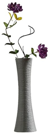 Kleine Keramik-Blumenvase, hohe konische Blume, Einzelstiel-Vase, moderne Keramik-Blumenvasen, Heimdekoration, Blumendekoration für Blumensträuße, Hochzeit und Büro (breite Öffnung, Grau)