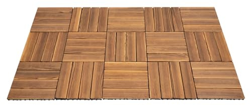 PE Bodenbelag Selbstklebend 36Fliesen/ 30X30cm, Vinylboden Selbstklebend, Dicke 8mm Wasserdichte Bodenaufkleber für Küche Bad Haus Bodenfliese, Kampfer Kiefer Holz