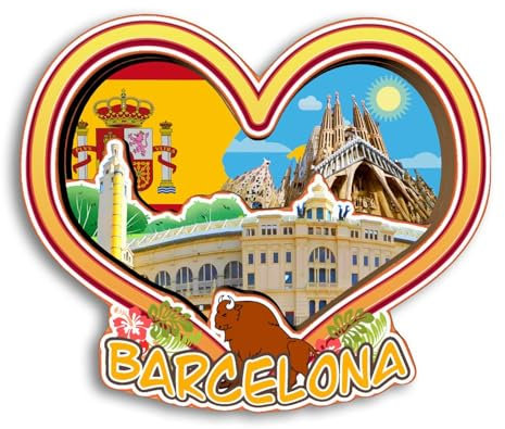 Quwsne Imán para nevera Barcelona, España, imán para nevera, recuerdos de viaje de ciudad, regalos turísticos, monumentos clásicos 3D, hechos a mano, decoración del hogar -3529