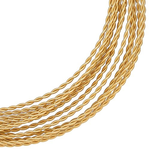 BENECREAT Filo per Gioielli Tondo Ritorto Da 3 m, Filo di Ottone Antiossidante Da 1.2mm per La Realizzazione di Collane, Braccialetti e Progetti Fatti A Mano, Oro