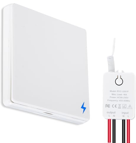 Beleuchtungsschalter-Set,230V Funk-Schalter mit Empfänger, 433-MHz-Funk-Schalter, geeignet für 80–275 V, 10 A, 1000 W Beleuchtungskörper 1+1