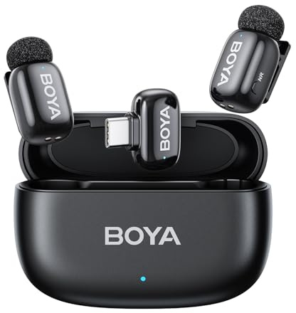 BOYA MINI 2 Microphone for iPhone 15 16 17 Andriod, 5g, 48kHz/24Bit, 100m, Wireless Lavalier Microphone with USB-C Plug, Small Lapel Mic, 30h, Clip on Mic for Vlogging, Video Recording, Youtube