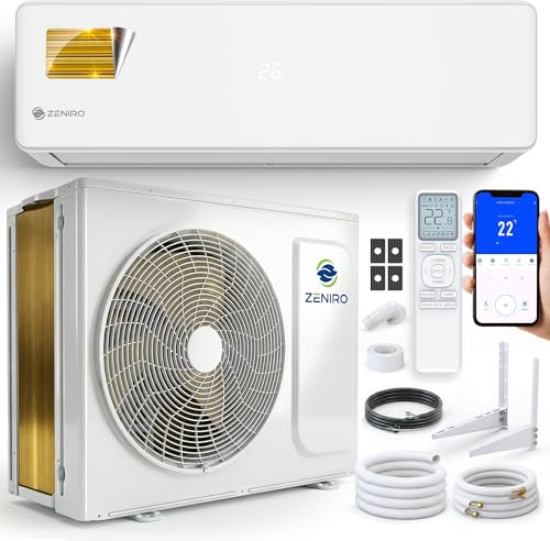 ZENIRO Klimaanlage Split Klimagerät Set - A++ 12000 BTU 3,5kW - Ionisator & WiFi/App-Steuerung 4D AirFlow Selbstreinigung inkl. Montagematerial Vorgefüllt R32 Air Conditioner