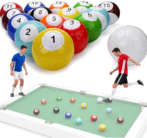 Set de 16 Bolas de Football Pool, Balones Inflables de Cuero para Snooker Soccer y Juego de Billar Gigante con Patadas, Juegos de Mesa Indoor & Outdoor para Jardín, Fiesta, Sala de Juegos