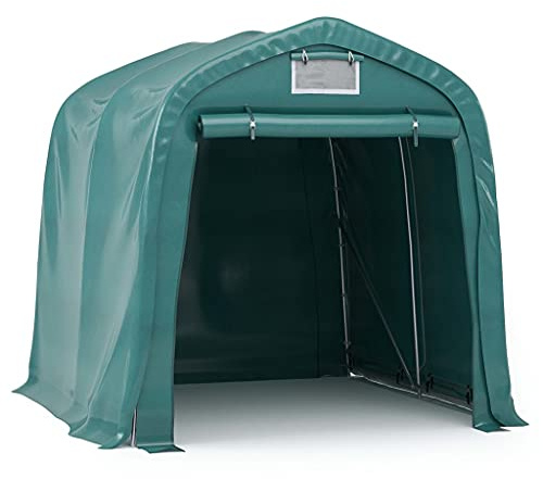 Qnhdfrt Tenda Garage in PVC 1,6x2,4 m, Tendone Ricovero Attrezzi Verde | Ampio box per riparo attrezzi da giardino e moto, con struttura in acciaio zincato e teli protettivi in PVC.