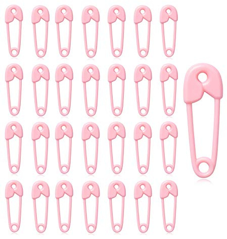 144 Pcs Pink Plastic Safety Pin Charms for Girl Baby Shower