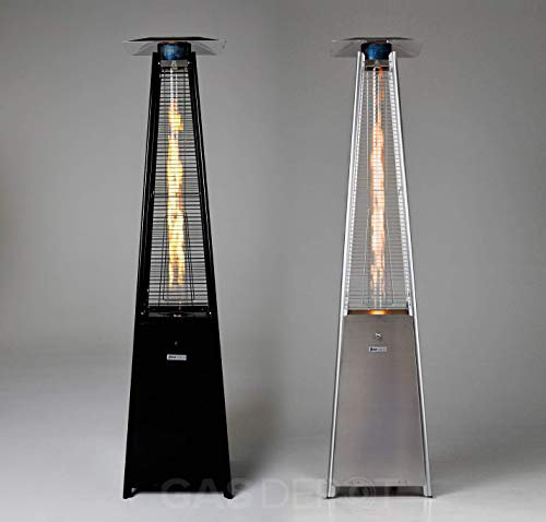 REALGLOW Real Flame Outdoor Pyramid Patio Heater in Black - 13KW Propane Gas Standing Floor Heater for Outdoors & Gardens - Outside Space Heating for Decking, Home Garden & Gazebo